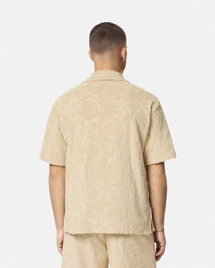 Versace Shirts Barocco Jacquard Towel Shirt Beige 8211 Men Versace Shirts Barocco Jacquard Towel Shirt Beige 8211 Men