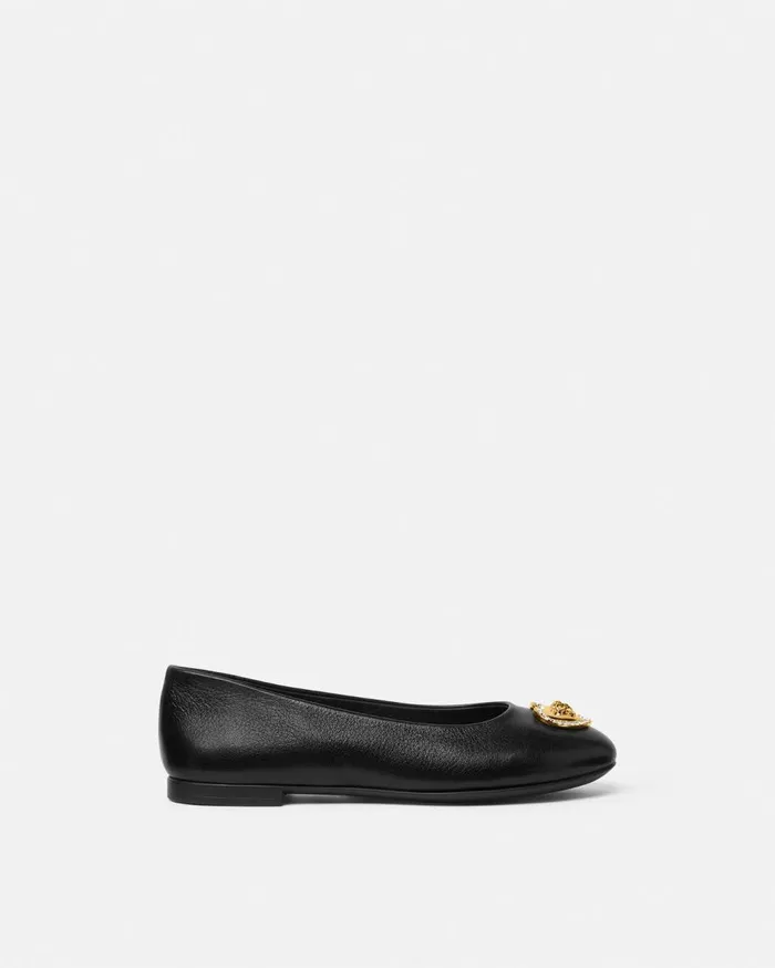Versace Shoes Crystal Heart Medusa Kids Ballerinas Blackgold 8211 Children