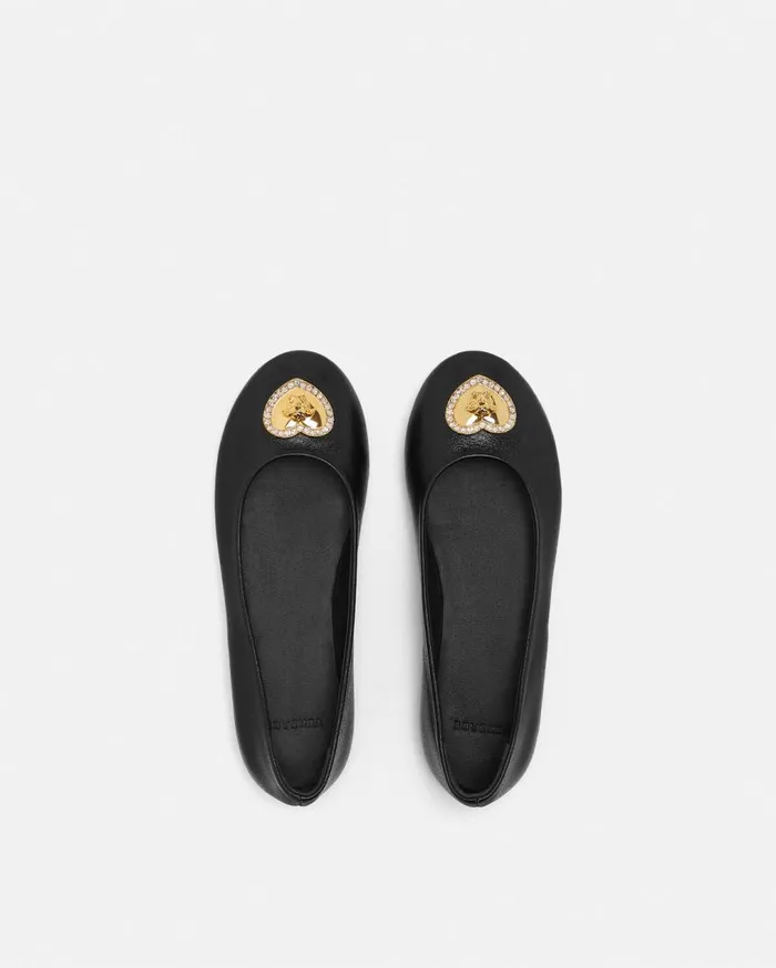 Versace Shoes Crystal Heart Medusa Kids Ballerinas Blackgold 8211 Children Versace Shoes Crystal Heart Medusa Kids Ballerinas Blackgold 8211 Children