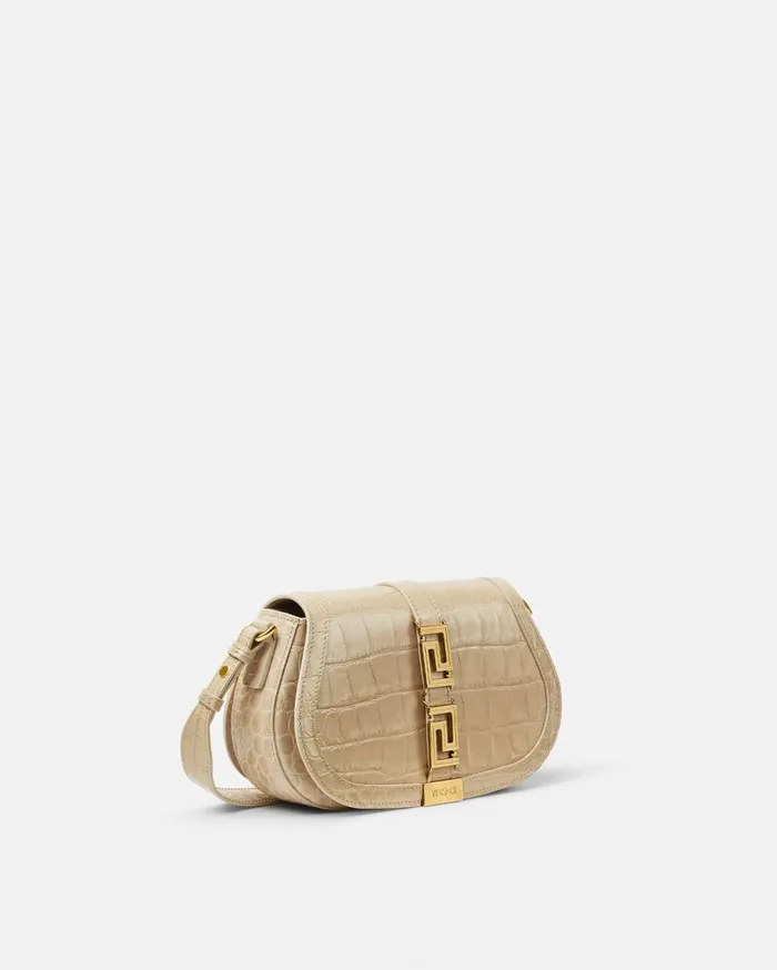 Versace Shoulder and Crossbody CrocEffect Greca Goddess Shoulder Bag Beige 8211 Women Versace Shoulder and Crossbody CrocEffect Greca Goddess Shoulder Bag Beige 8211 Women