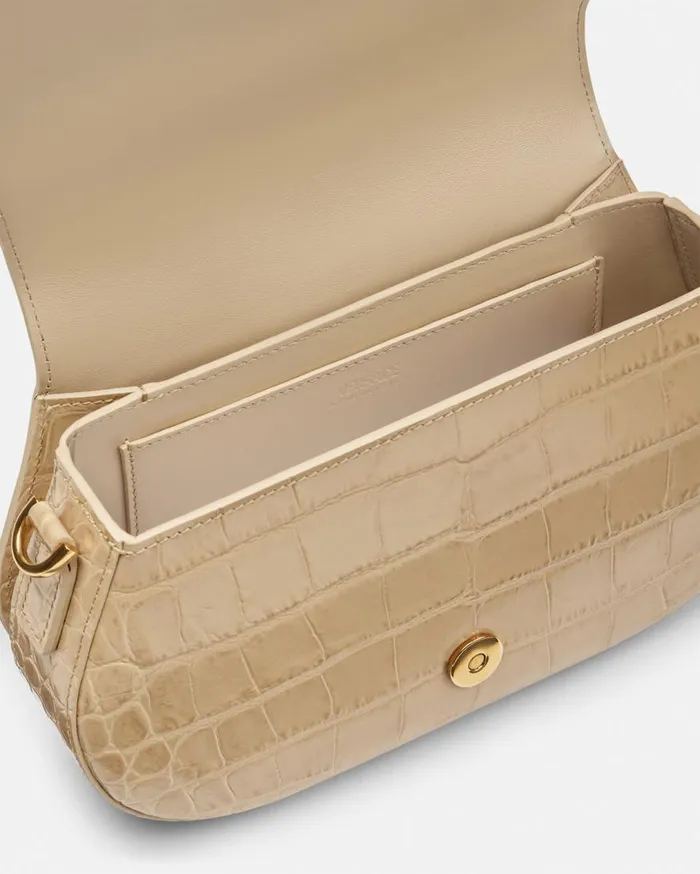 Versace Shoulder and Crossbody CrocEffect Greca Goddess Shoulder Bag Beige 8211 Women Versace Shoulder and Crossbody CrocEffect Greca Goddess Shoulder Bag Beige 8211 Women