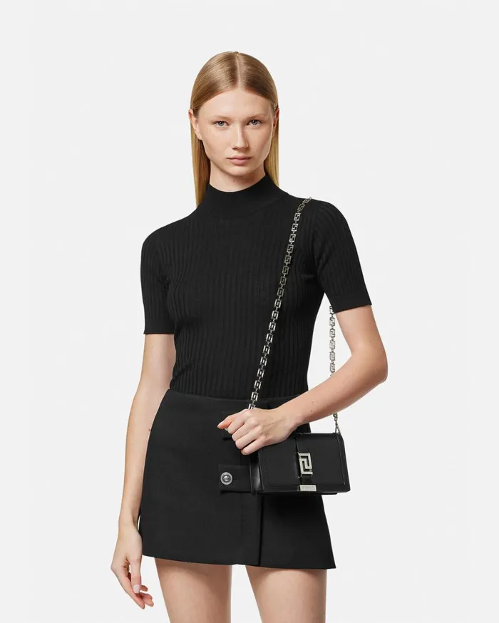 Versace Shoulder and Crossbody Greca Goddess Mini Bag Blacksilver 8211 Women Versace Shoulder and Crossbody Greca Goddess Mini Bag Blacksilver 8211 Women