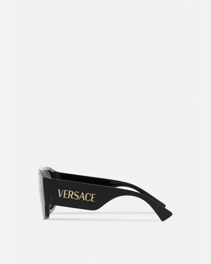 Versace Sunglasses Logo Aviator Sunglasses Black 8211 WomenMen Versace Sunglasses Logo Aviator Sunglasses Black 8211 WomenMen