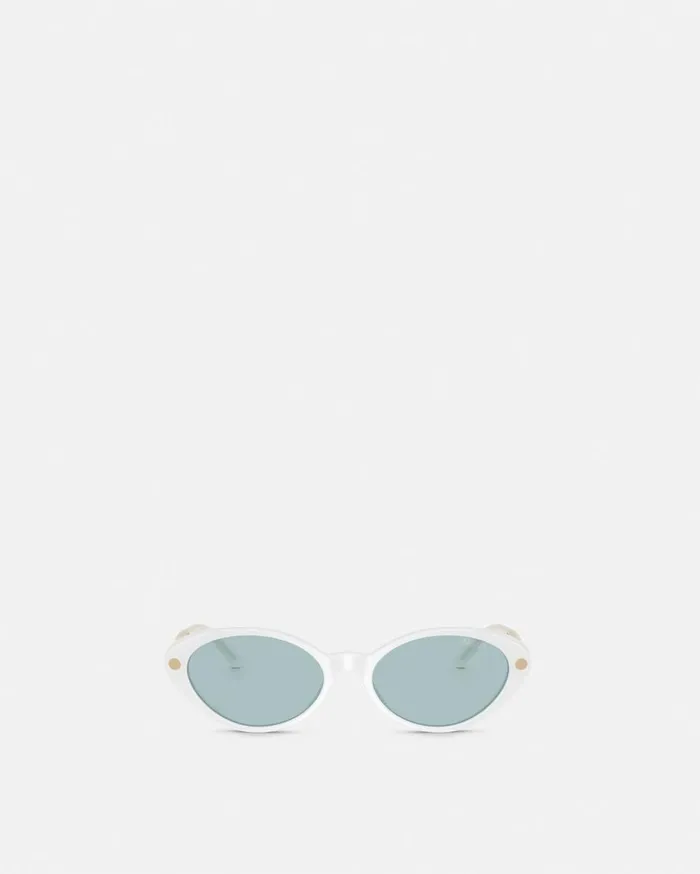 Versace Sunglasses Tubular Greca Oval Sunglasses White 8211 Women Versace Sunglasses Tubular Greca Oval Sunglasses White 8211 Women