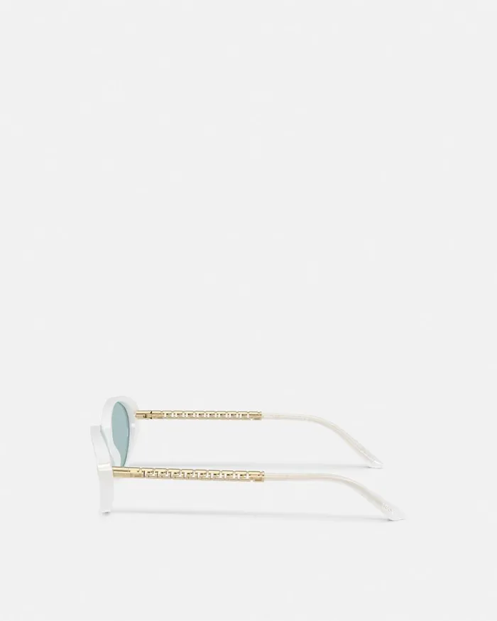 Versace Sunglasses Tubular Greca Oval Sunglasses White 8211 Women Versace Sunglasses Tubular Greca Oval Sunglasses White 8211 Women