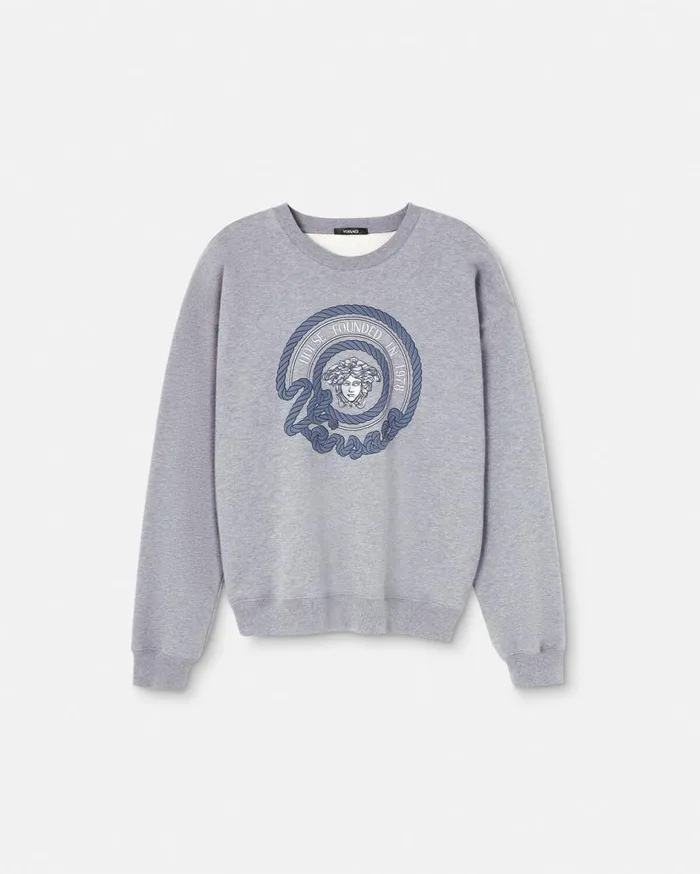 Versace Sweatshirts Embroidered Nautical Medusa Sweatshirt Gray 8211 Men