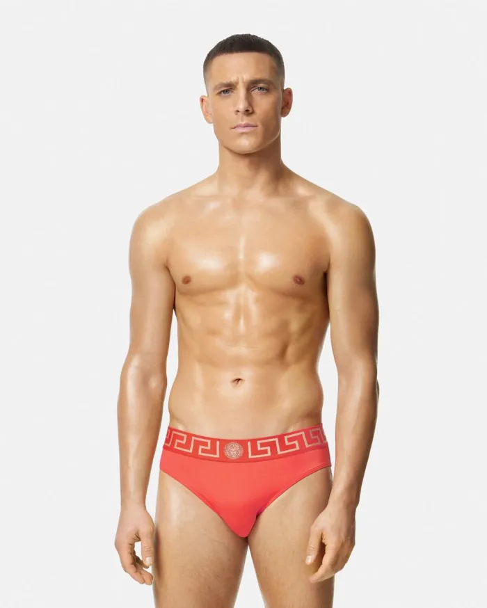 Versace Swimwear Greca Border Swim Briefs Red 8211 Men Versace Swimwear Greca Border Swim Briefs Red 8211 Men