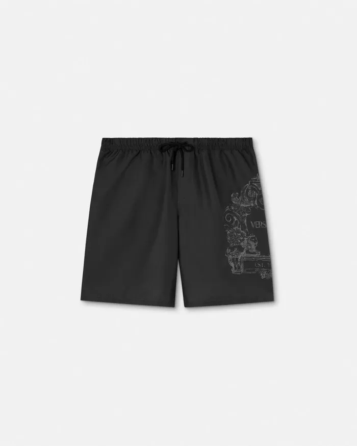 Versace Swimwear Versace Cartouche Boardshorts Black 8211 Men