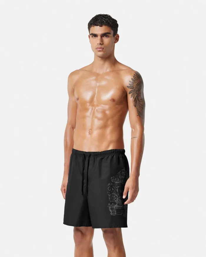 Versace Swimwear Versace Cartouche Boardshorts Black 8211 Men Versace Swimwear Versace Cartouche Boardshorts Black 8211 Men