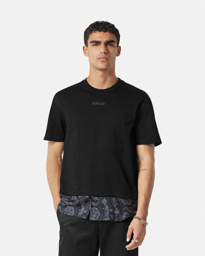 Versace TShirts and Polos Barocco Panelled TShirt Black 8211 Men Versace TShirts and Polos Barocco Panelled TShirt Black 8211 Men