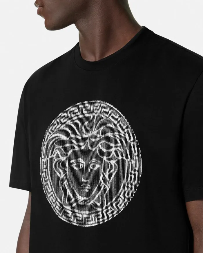 Versace TShirts and Polos Embroidered Medusa Sliced TShirt Black 8211 Men Versace TShirts and Polos Embroidered Medusa Sliced TShirt Black 8211 Men