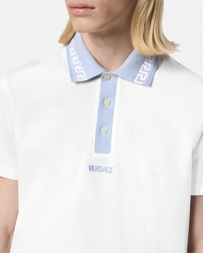 Versace TShirts and Polos Greca Collar Polo Shirt White 8211 Men Versace TShirts and Polos Greca Collar Polo Shirt White 8211 Men