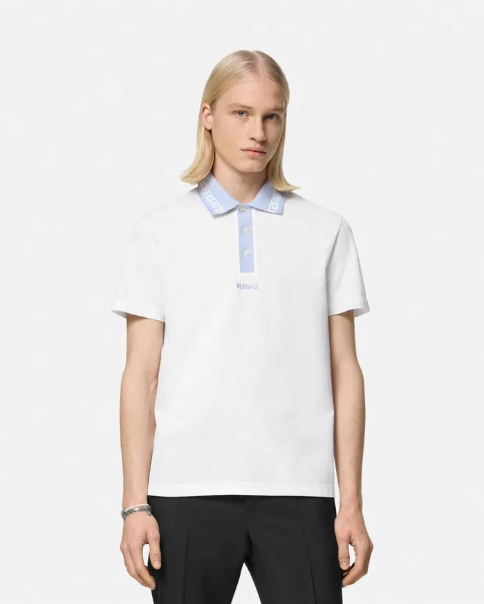 Versace TShirts and Polos Greca Collar Polo Shirt White 8211 Men Versace TShirts and Polos Greca Collar Polo Shirt White 8211 Men