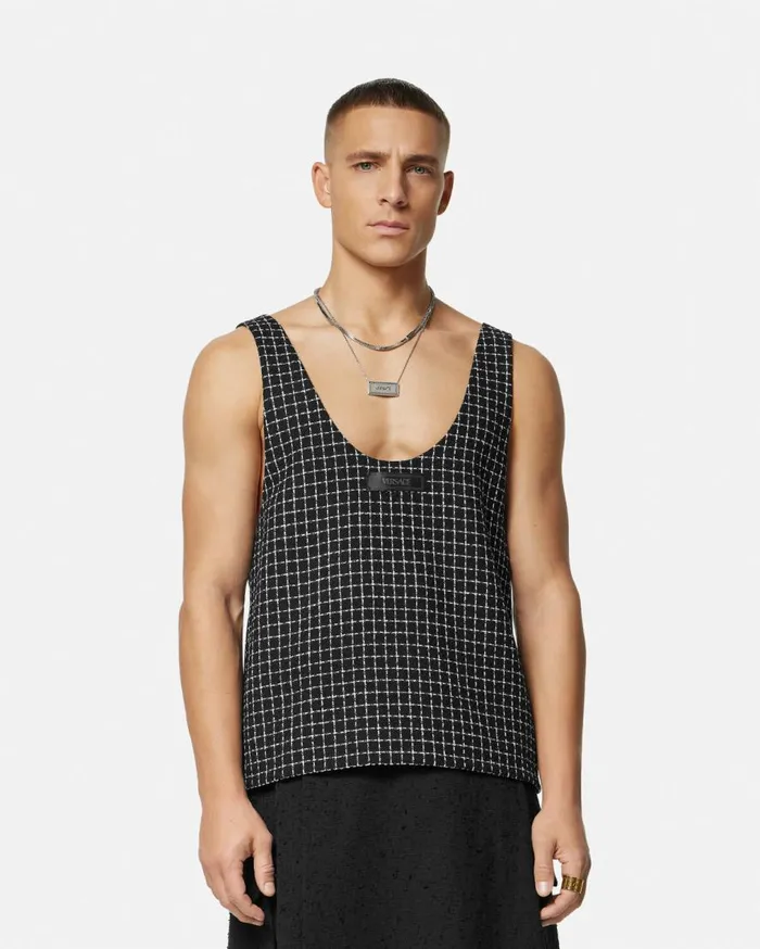 Versace TShirts and Polos Tweed Tank Top Black 8211 Men Versace TShirts and Polos Tweed Tank Top Black 8211 Men