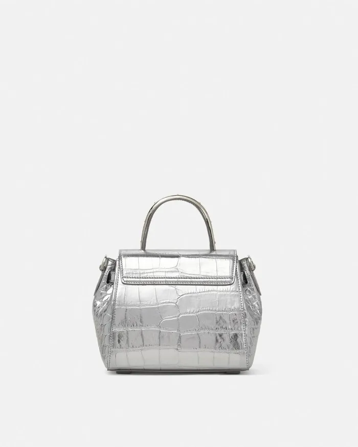 Versace Top Handle CrocEffect La Medusa Small Handbag Silver 8211 Women Versace Top Handle CrocEffect La Medusa Small Handbag Silver 8211 Women