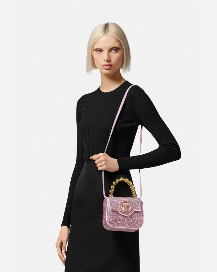 Versace Top Handle Crystal La Medusa Mini Bag Pink 8211 Women Versace Top Handle Crystal La Medusa Mini Bag Pink 8211 Women