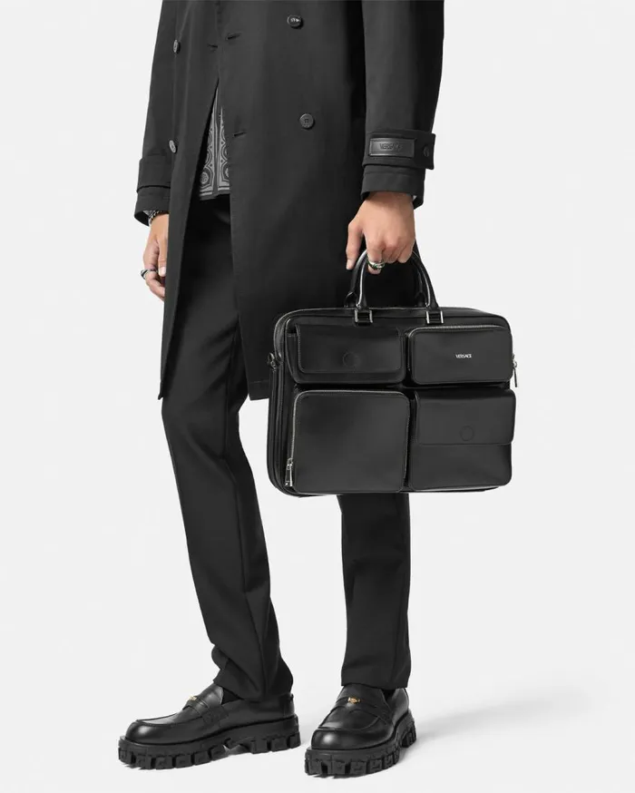 Versace Totes Cargo Computer Bag Blacksilver 8211 Men Versace Totes Cargo Computer Bag Blacksilver 8211 Men