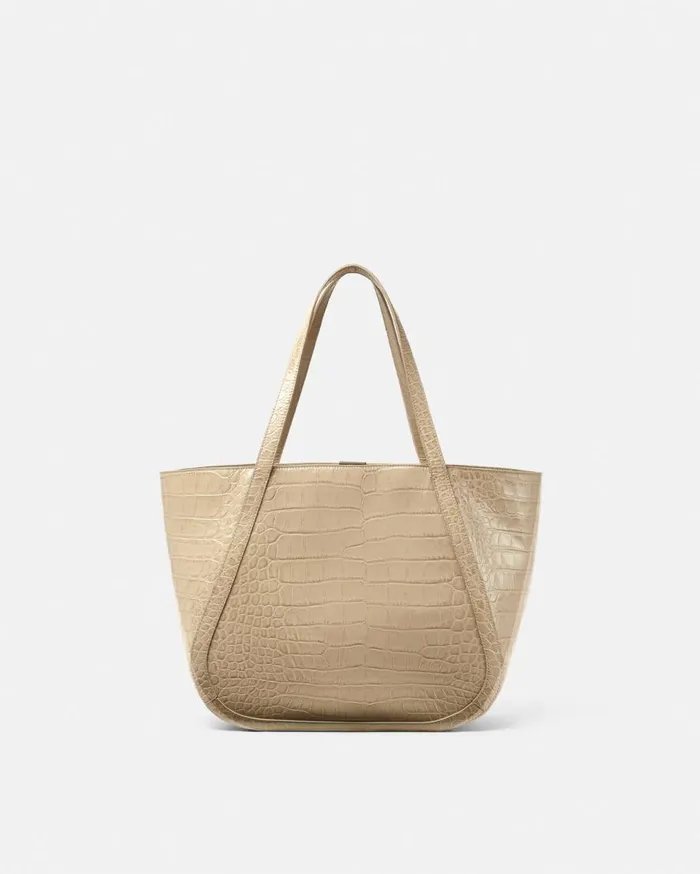 Versace Totes CrocEffect Greca Goddess Large Tote Bag Beige 8211 Women Versace Totes CrocEffect Greca Goddess Large Tote Bag Beige 8211 Women