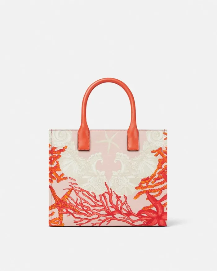 Versace Totes La Medusa Barocco Sea Small Canvas Tote Bag Coral 8211 Women Versace Totes La Medusa Barocco Sea Small Canvas Tote Bag Coral 8211 Women