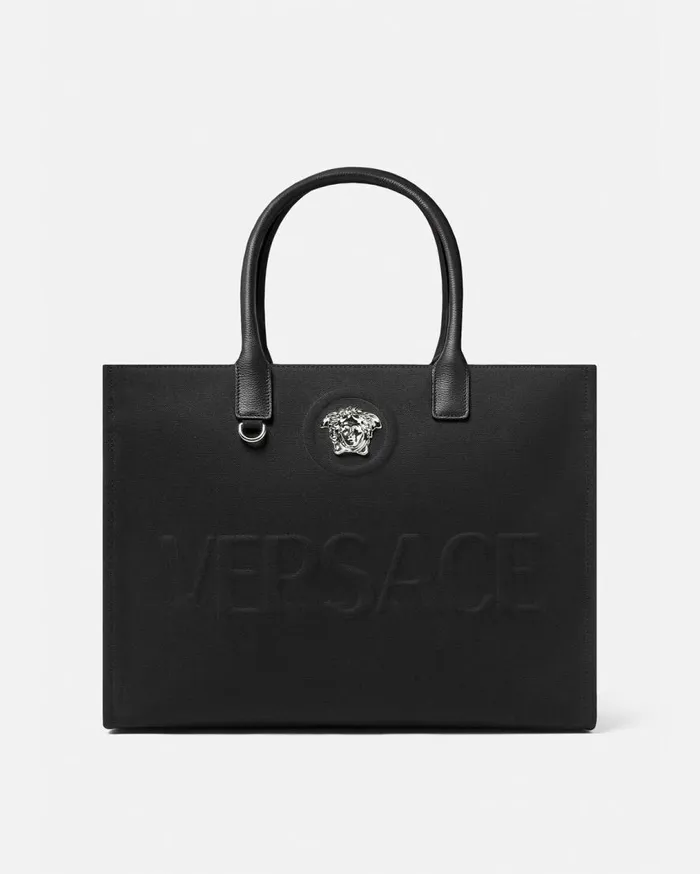 Versace Totes La Medusa Canvas Large Tote Bag Blacksilver 8211 Women