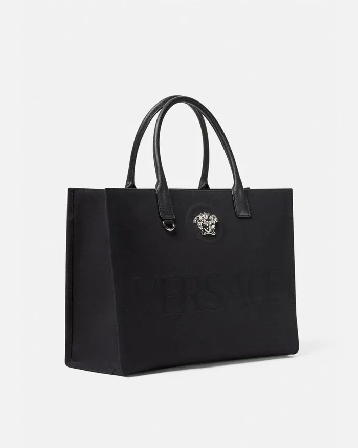 Versace Totes La Medusa Canvas Large Tote Bag Blacksilver 8211 Women