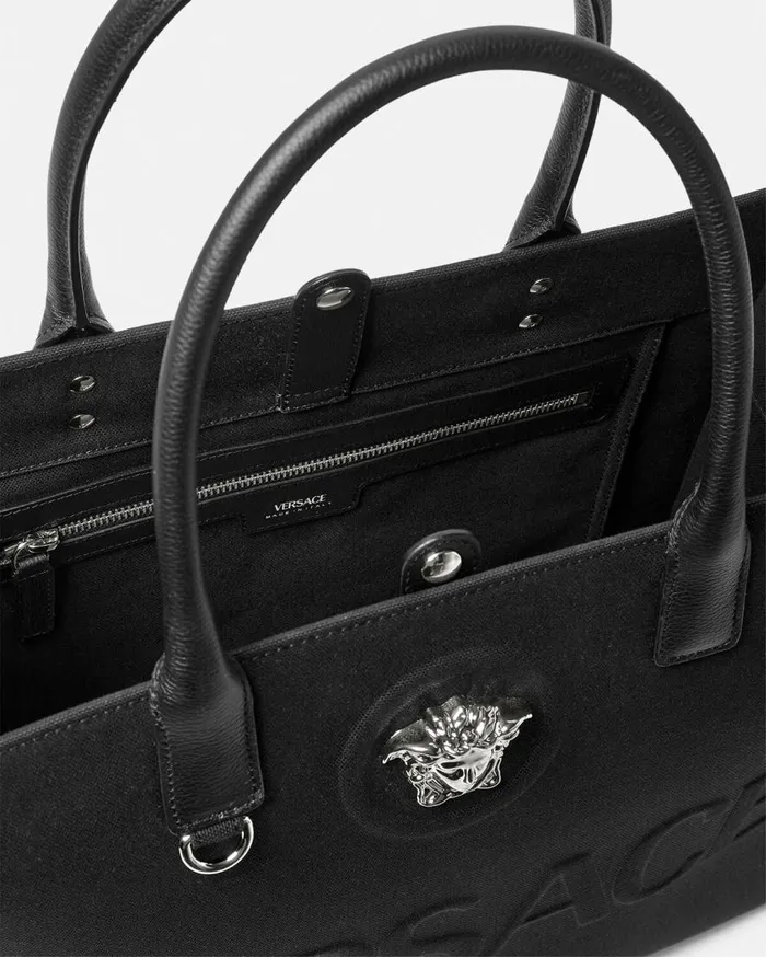 Versace Totes La Medusa Canvas Large Tote Bag Blacksilver 8211 Women