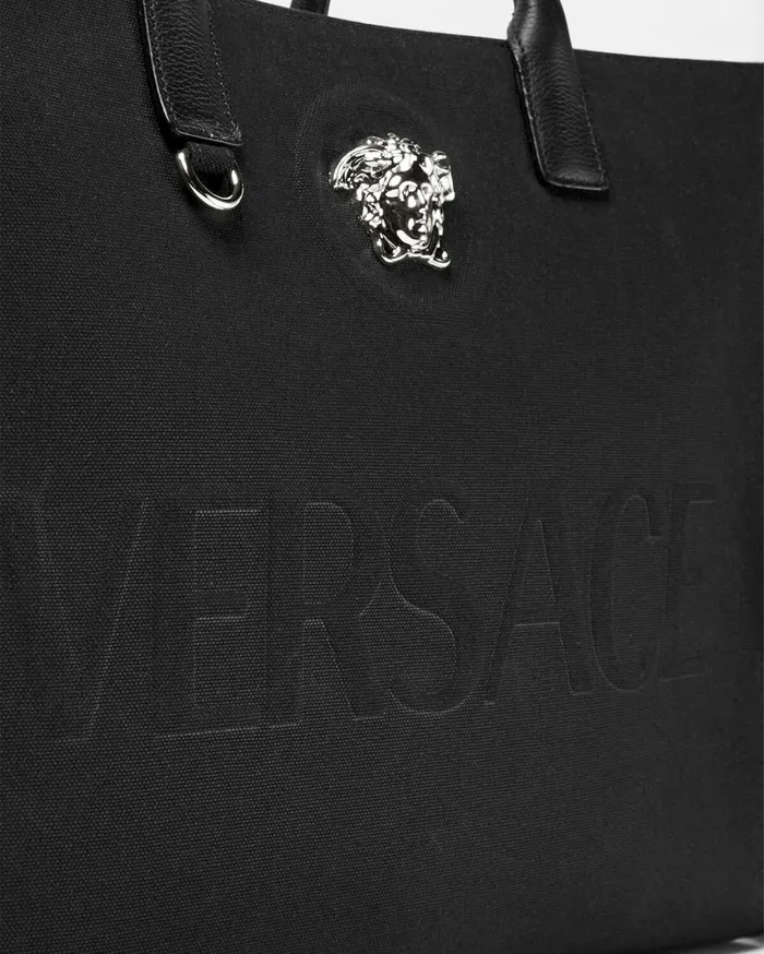 Versace Totes La Medusa Canvas Large Tote Bag Blacksilver 8211 Women