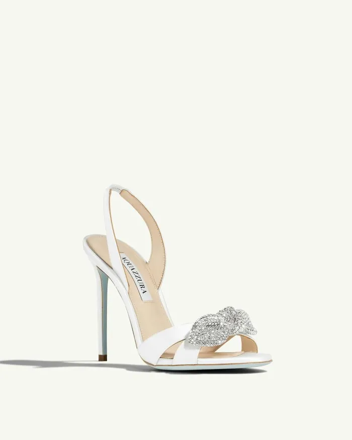 Very Bow Tie Crystal Sandal 105 White Women Aquazzura Bridal