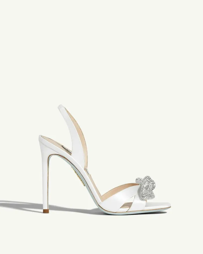 Very Bow Tie Crystal Sandal 105 White Women Aquazzura Bridal Very Bow Tie Crystal Sandal 105 White Women Aquazzura Bridal