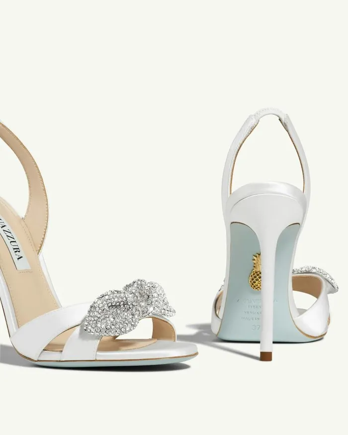 Very Bow Tie Crystal Sandal 105 White Women Aquazzura Bridal Very Bow Tie Crystal Sandal 105 White Women Aquazzura Bridal
