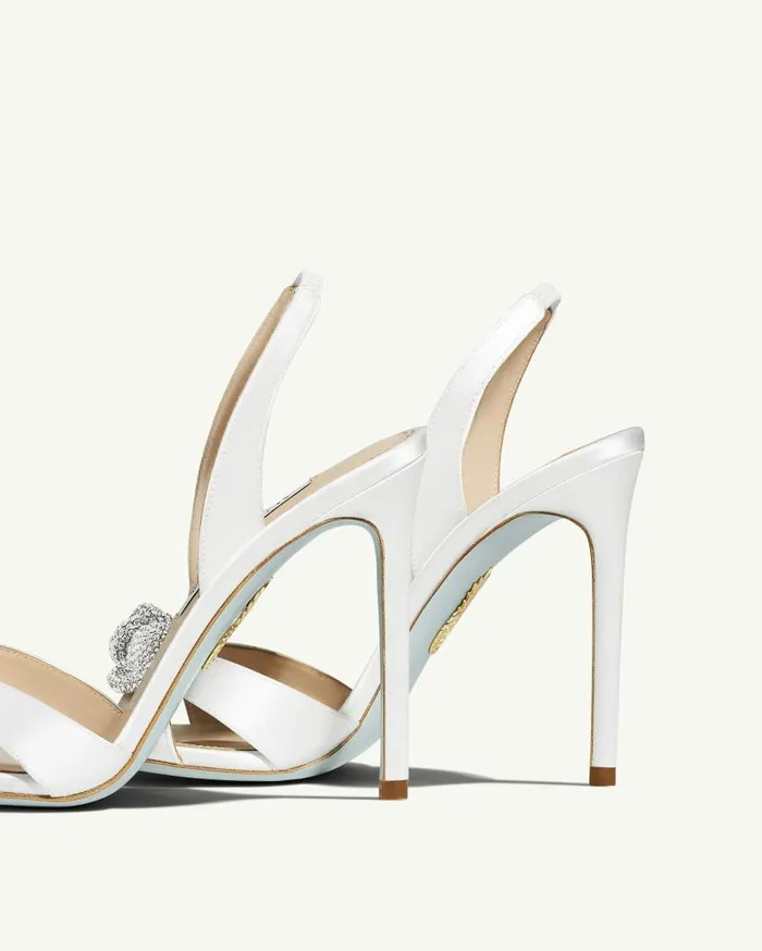 Very Bow Tie Crystal Sandal 105 White Women Aquazzura Bridal Very Bow Tie Crystal Sandal 105 White Women Aquazzura Bridal