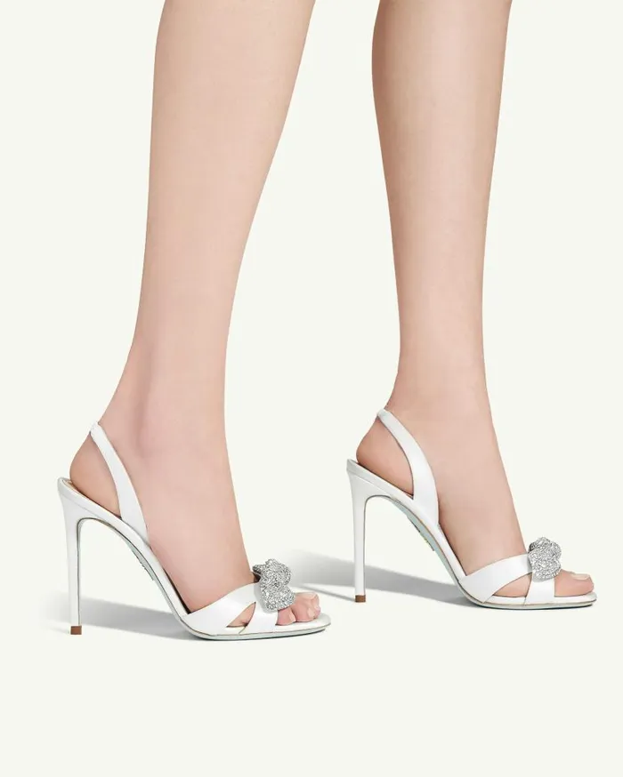 Very Bow Tie Crystal Sandal 105 White Women Aquazzura Bridal Very Bow Tie Crystal Sandal 105 White Women Aquazzura Bridal