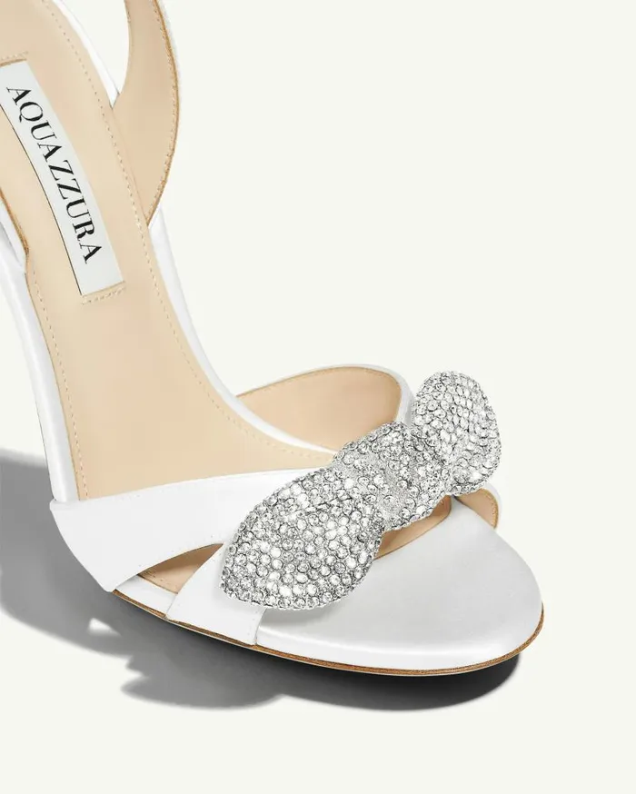 Very Bow Tie Crystal Sandal 105 White Women Aquazzura Bridal Very Bow Tie Crystal Sandal 105 White Women Aquazzura Bridal