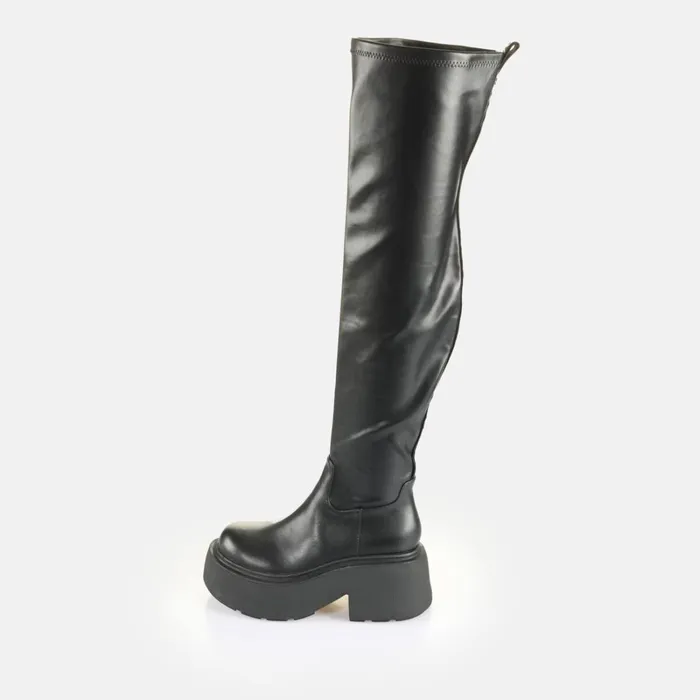 Vicious Stretch Overknee Black Buffalo Boots and AnkleBoots