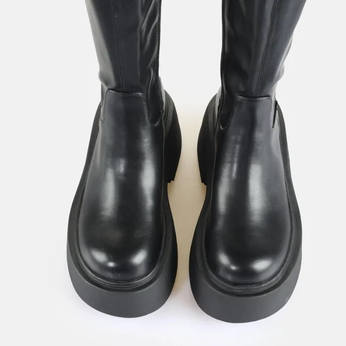 Vicious Stretch Overknee Black Buffalo Boots and AnkleBoots