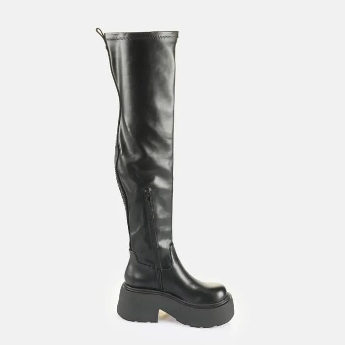 Vicious Stretch Overknee Black Buffalo Boots and AnkleBoots