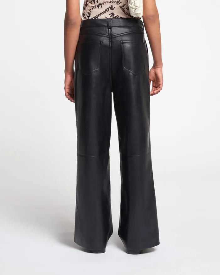 Vidia Regenerated Leather StraightLeg Pants Black Women Nanushka Bottoms