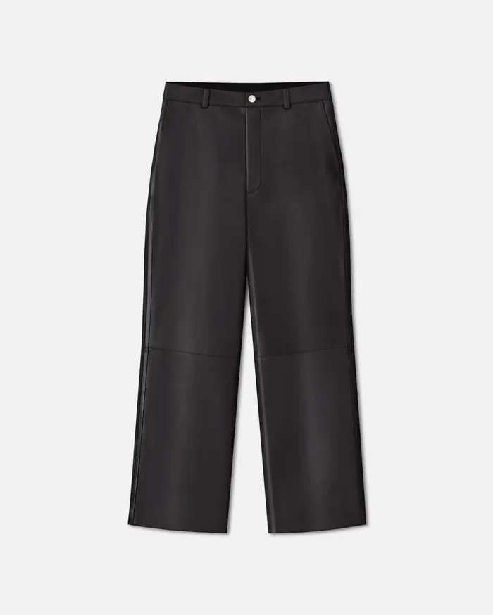 Vidia Regenerated Leather StraightLeg Pants Black Women Nanushka Bottoms