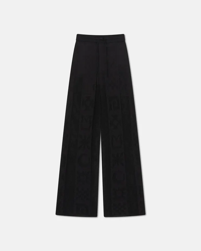 Wardon Paper Crochet Cropped WideLeg Pants Black Women Nanushka Bottoms