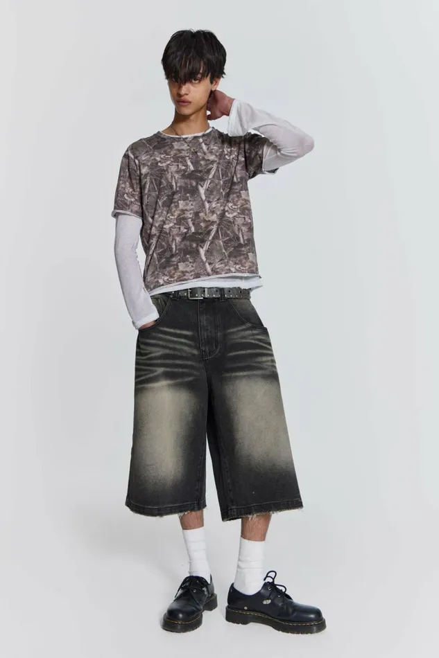Washed Black Colossus Jorts Black Men Jaded London Shorts and Jorts