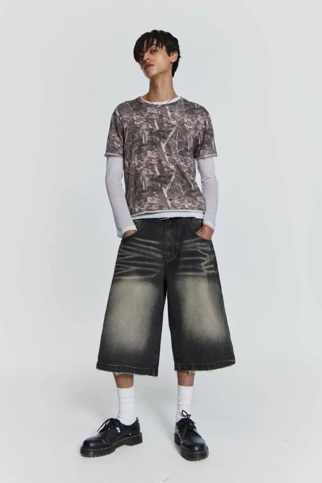 Washed Black Colossus Jorts Black Men Jaded London Shorts and Jorts Washed Black Colossus Jorts Black Men Jaded London Shorts and Jorts