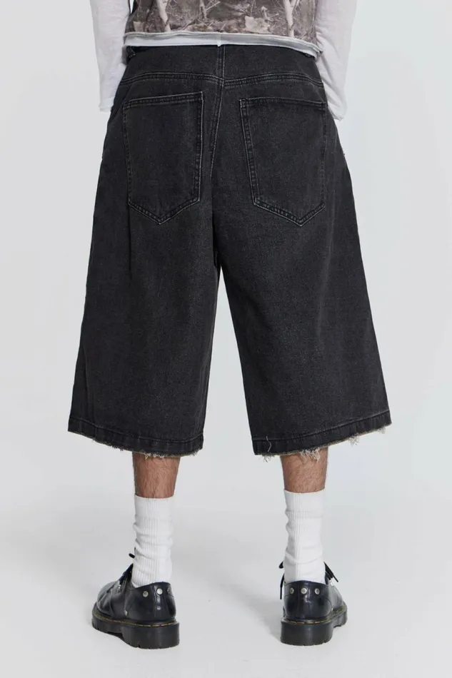 Washed Black Colossus Jorts Black Men Jaded London Shorts and Jorts Washed Black Colossus Jorts Black Men Jaded London Shorts and Jorts
