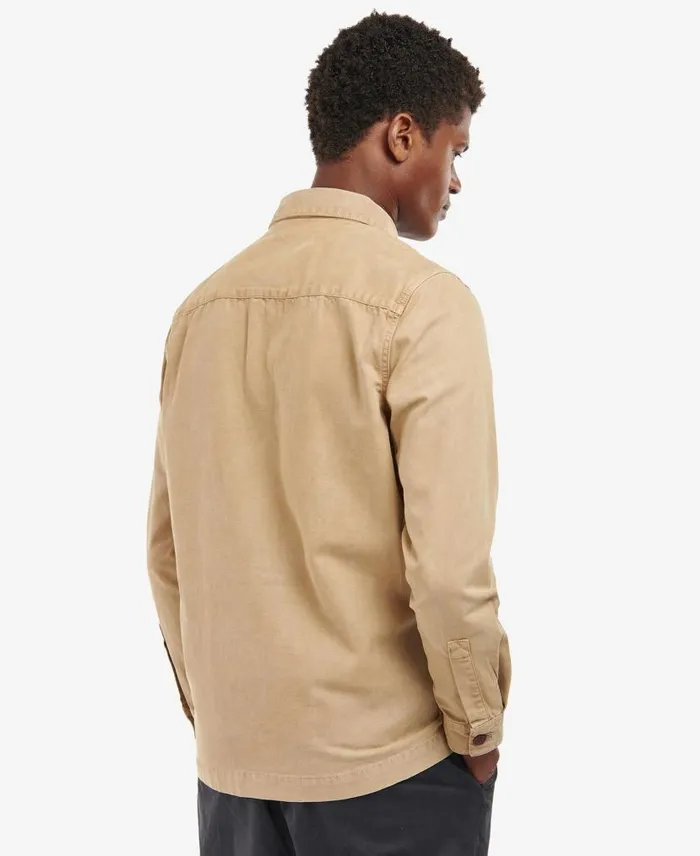 Washed Cotton Overshirt Bleached Olive Men Barbour Shirts