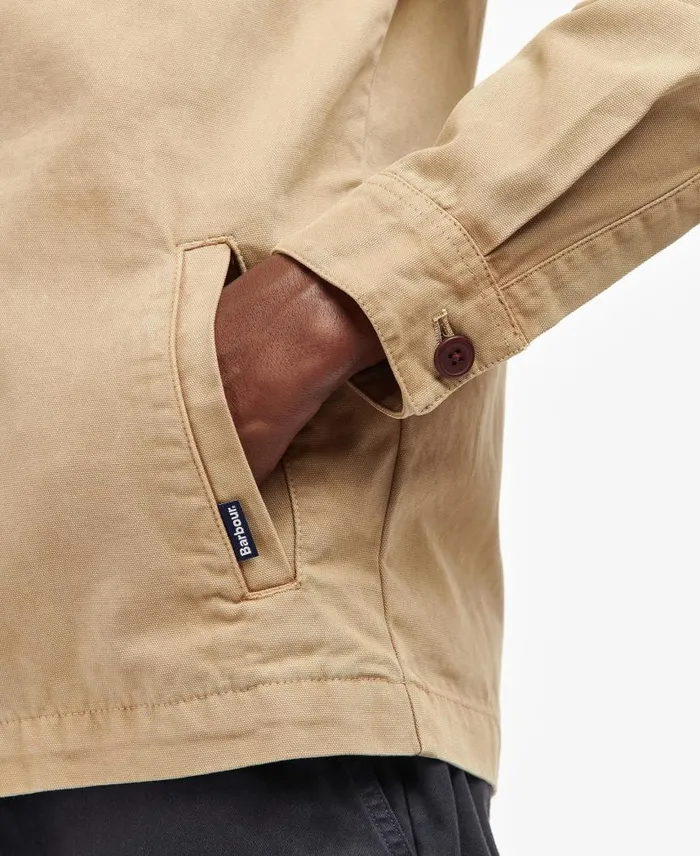 Washed Cotton Overshirt Bleached Olive Men Barbour Shirts