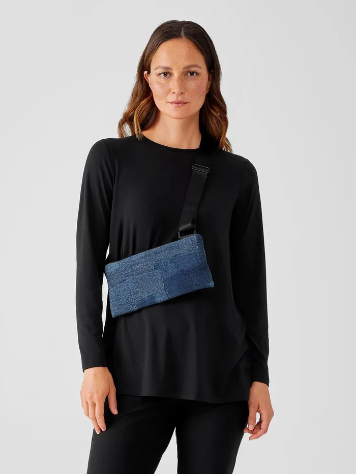 Waste No More Crossbody Denim Chest Bag Indigo Women Eileen Fisher Accessories