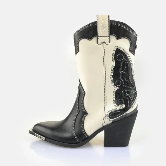 West Boot Mid Whiteblack Buffalo Boots and AnkleBoots