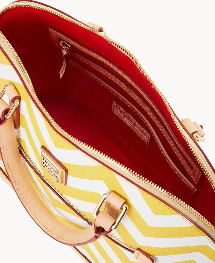 Woman Chevron Domed Zip Satchel Yellow Dooney and Bourke Satchels
