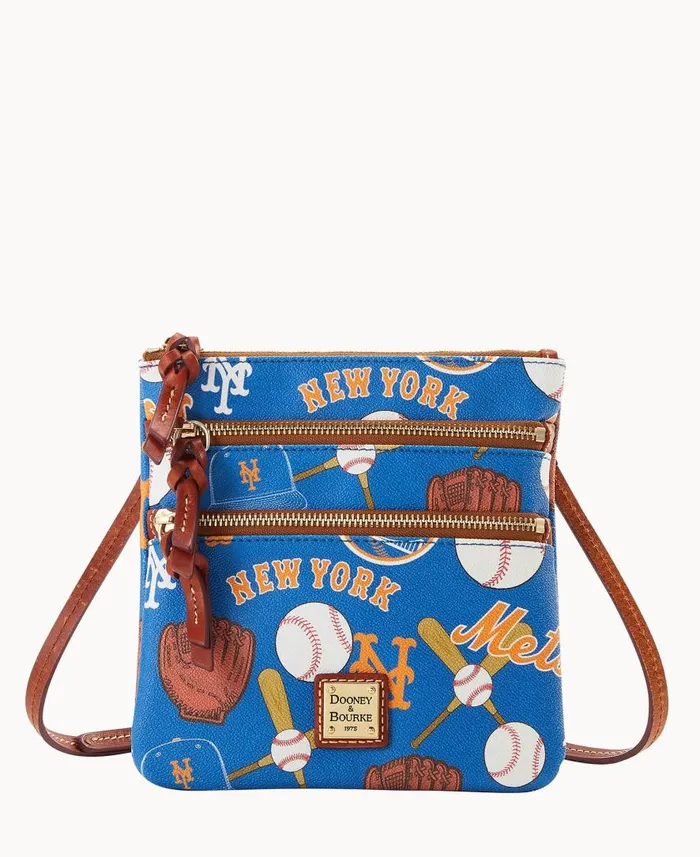 Woman MLB Mets N S Triple Zip Crossbody Mets Dooney and Bourke Crossbodies
