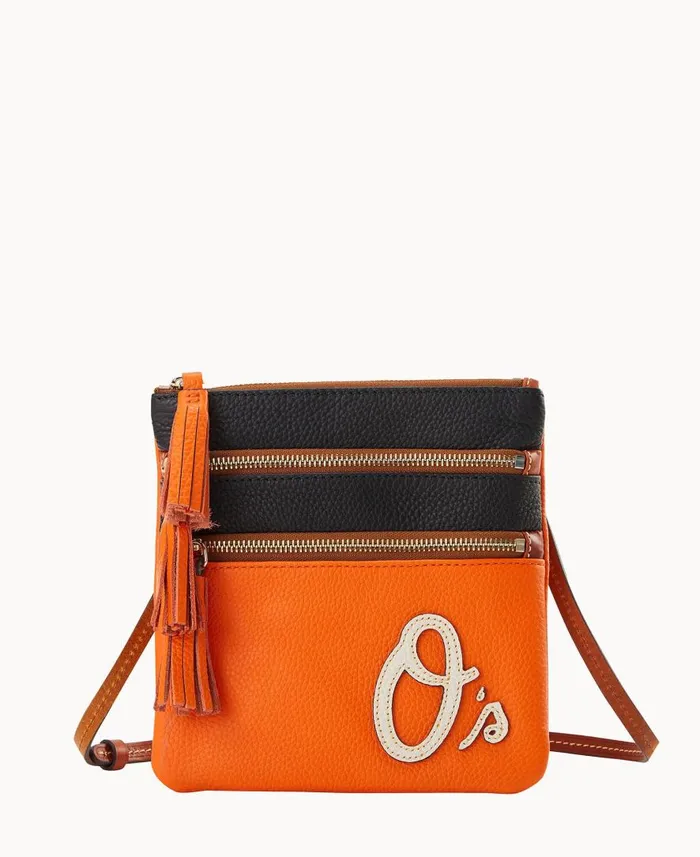 Woman MLB Orioles Triple Zip Crossbody Orioles Dooney and Bourke Crossbodies