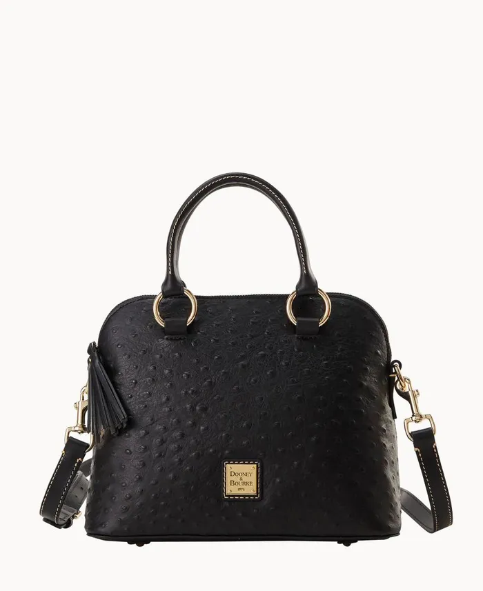 Woman Ostrich Domed Satchel Black Dooney and Bourke Satchels